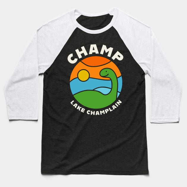 Champ Lake Monster Lake Champlain Monster Baseball T-Shirt by PodDesignShop